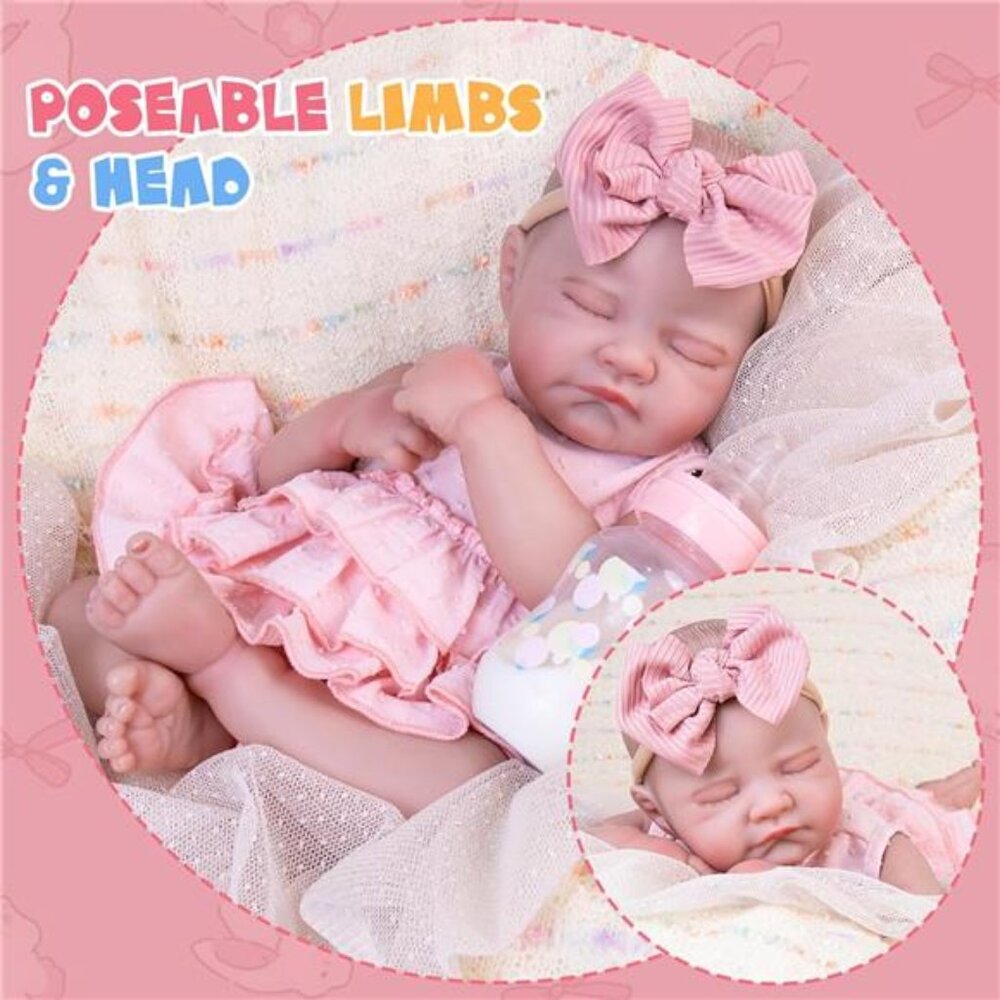 Reborn Baby Dolls Realistic Lifelike 20" Newborn Baby Doll Girls Feeding Kit - Picture 6 of 7